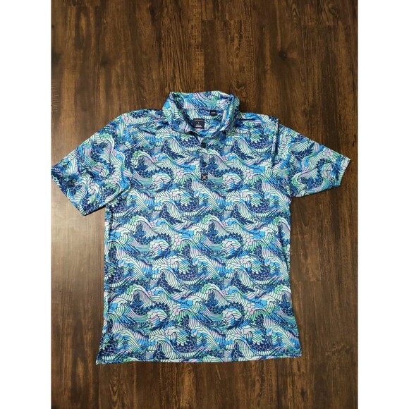 Construct Con.struct Polo Golf Shirt Men's Medium M Dragons print Performance - Picture 1 of 7